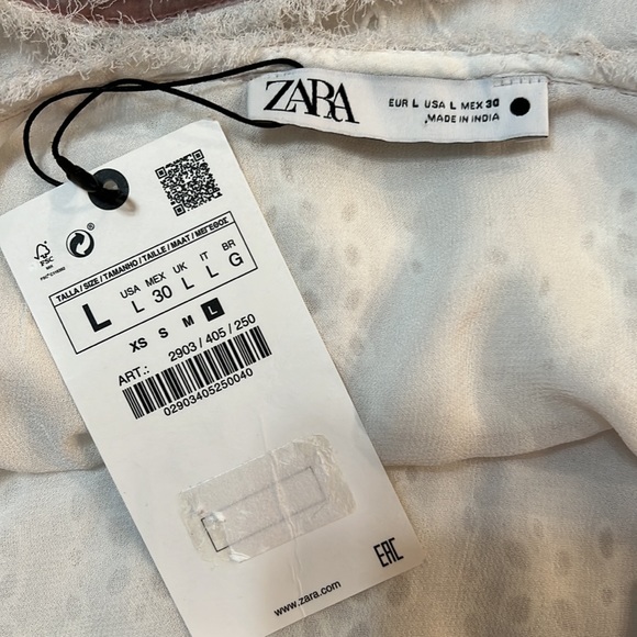 Zara Eyelet Spaghetti Strap Cami w/Lavender Velvet Ribbon Trim. Size Large. NWT - Picture 2 of 11